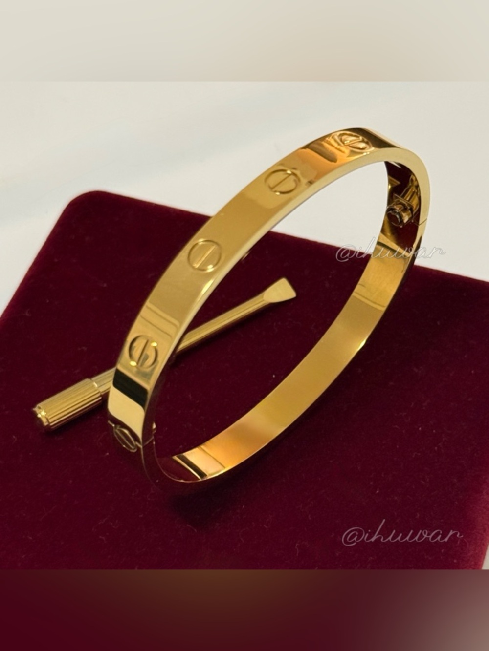 New 18K Gold Plated Screw Love Motif Bangle Bracelet with Screwdriver - Picture 4 of 9
